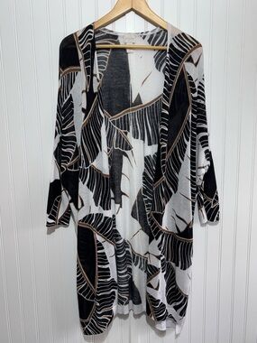 Chico’s Tropical Palm Leaf Open Front Cardigan  Size S/M (Chico’s 0) Resortwear